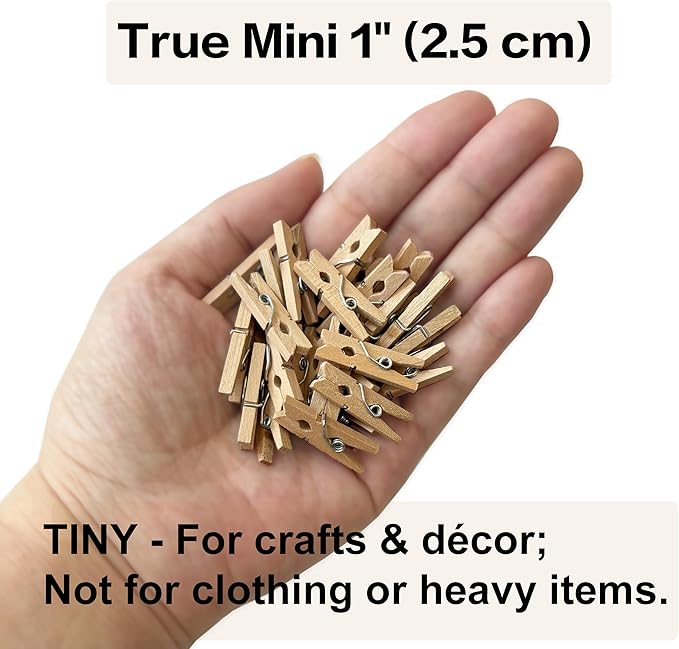 LWR CRAFTS Wooden Mini Clothespins 100 Per Pack 1" 2.5cm - Image 7