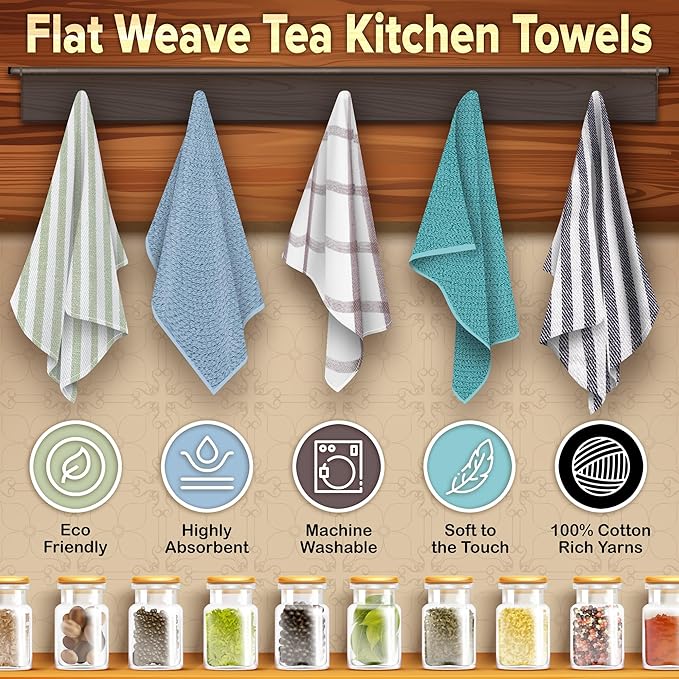 KAF Home Premium Kitchen Towels, Large 100% Cotton, Flat & Terry Absorbent Dish - Image 7