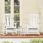 LUE BONA Outdoor Rocking Chairs Set, 3-Piece, HDPS Poly Porch Rockers with Table, Plastic Weather Resistant Rocking Chair Set for Outdoor Indoor, Garden, Backyard, 350lb,White Chairs+Table - Image 2