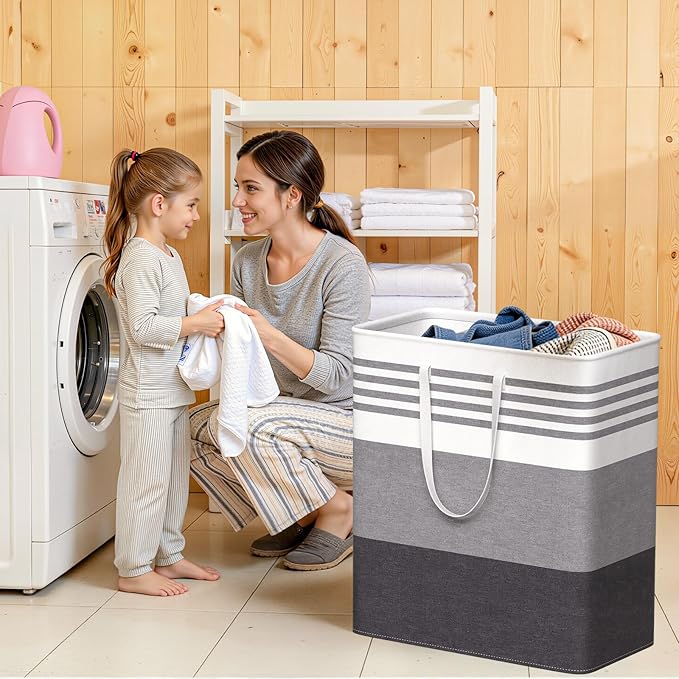 WOWBOX 2 Pack Laundry Hampers Baskets, Freestanding Dirty Clothes Hampers - Image 7