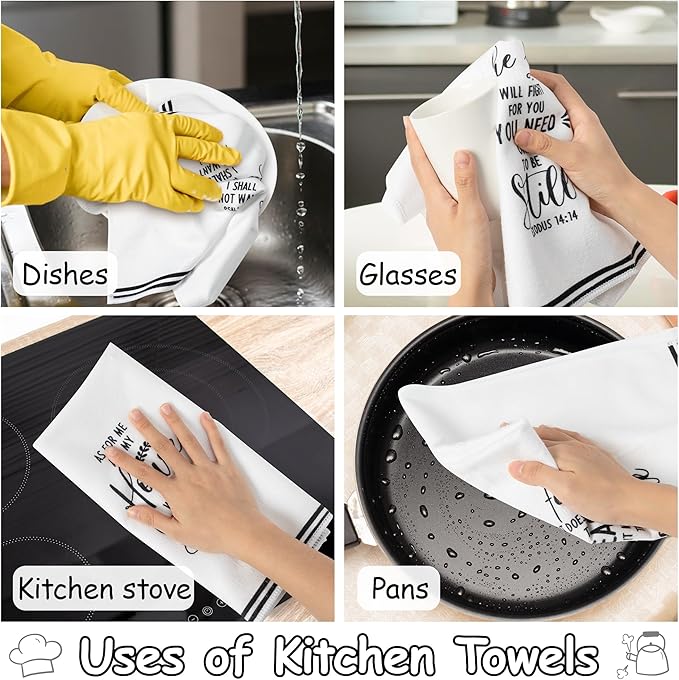 R HORSE 5Pcs Religious Christian Kitchen Dish Towel, Bible Verse Absorbent - Image 6