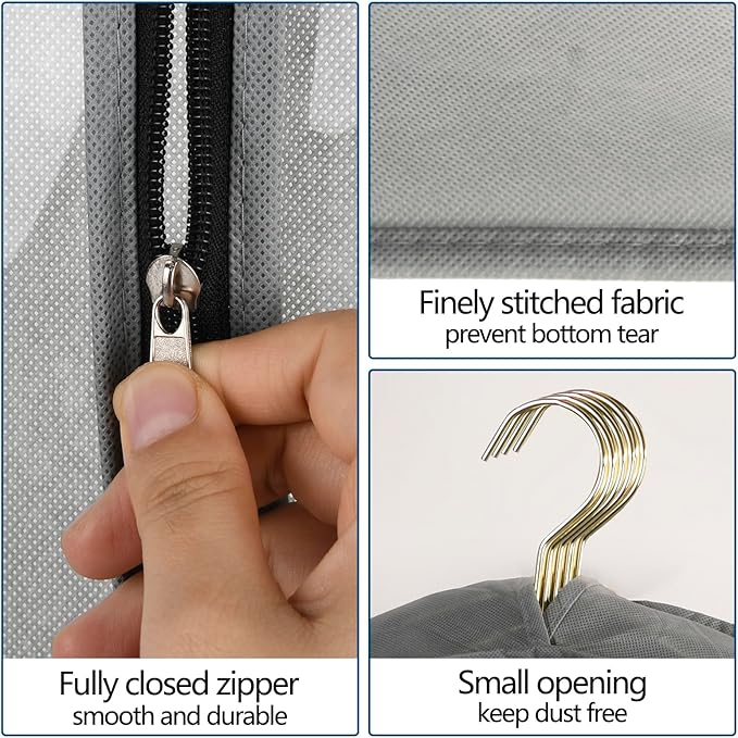 3 Pack 40" Garment Bags for Hanging Clothes Storage, Plastic Protector for Coat - Image 5