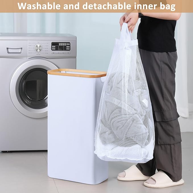 60L Slim Laundry Hamper, Narrow Laundry Basket - Image 6