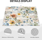 Flowers on Wooden Board Dish Drying Mat 18x24 Inch, Microfiber Absorbent Fast - Image 3