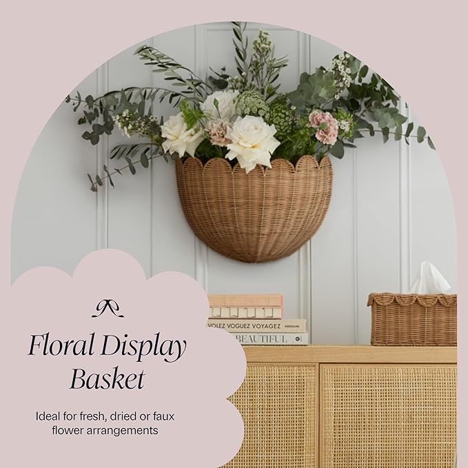 BEBE BASK Scalloped Wicker Hanging Basket - Image 7
