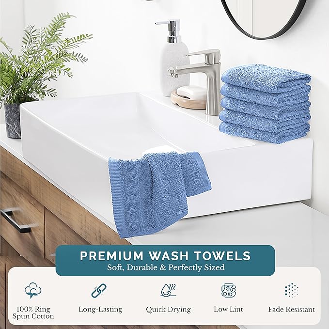 Casa Platino Blue Wash Cloths - Image 2