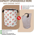 Watercolor Pink Strawberry Laundry Hamper, Waterproof Oxford Cloth Laundry Room - Image 3