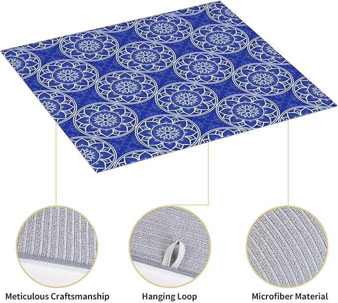 Chinoiserie Blue and White Floral Dish Drying Mats - Image 7