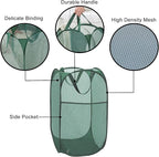Pop Up Laundry Hamper Thick Mesh Collapsible Laundry Baskets, Large Side Pocket - Image 6