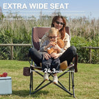 EVER ADVANCED Oversized Folding Camping Chair, for Adults Heavy Duty Lawn Chair with Side Pockets, Portable Collapsible Quad Chair for Outside, Support Up to 500lbs, Red 2Pack - Image 5