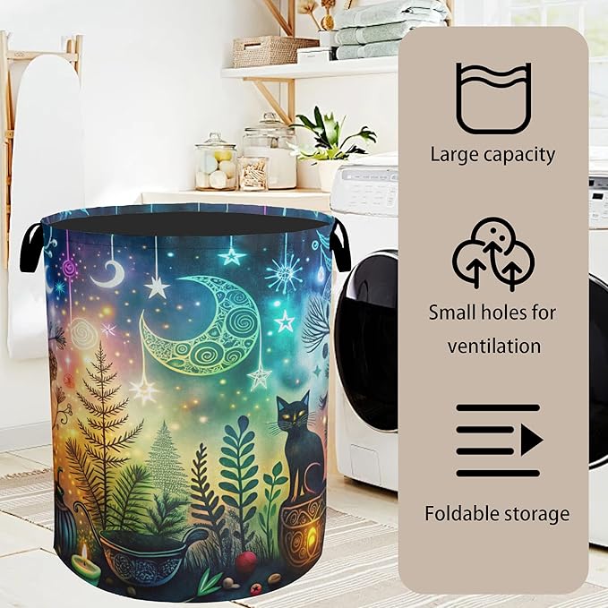Gothic Black Cat Halloween Laundry Basket - Image 7