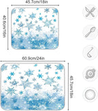 Winter Snowflake Blue Dish Drying Mat - Image 3