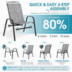 Outdoor Stackable Chairs Set of 8, Stacking Patio Chairs with Textilene Fabric, Outside Furniture for Garden Backyard Balconie Poolside Deck, Grey - Image 5