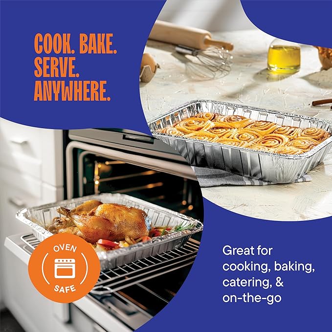 Aluminum Pans 9x13 Disposable Aluminum Foil Pans Large Baking Pan Trays - Image 3