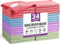 Microfiber Cleaning Cloth, 34 Pack Assorted Color Cleaning Rags by Unknown
