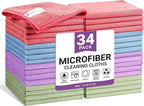Microfiber Cleaning Cloth, 34 Pack Assorted Color Cleaning Rags by Unknown