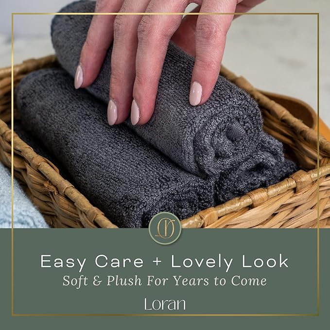 Charcoal Grey Washcloths Set of 6 Soft Facial Cloths 10” x 10” 100% Viscose - Image 9