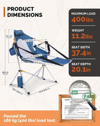 KingCamp Hammock Chair with Footrest – Heavy Duty Swinging Rocking Camping Chairs for Adults up to 400lbs, Folding Portable Oversized Rocker with Cup Holder & Pillow for Outdoor Beach Lawn RV Sports - Image 2