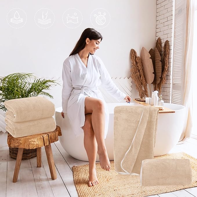 TENSTARS Silk Hemming Bath Towels - Image 4