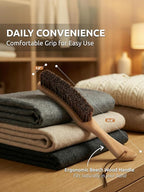 Lint Brush for Clothes with 100% Soft Horse Hair Bristle, Large Beech Wood - Image 3