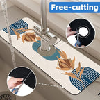 Abstract Blue Minimalistic Sink Faucet Absorbing Mat Sink Splash Guard Faucet - Image 7