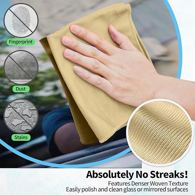 HOMERHYME Microfiber Cleaning Cloth, 12 Pack Window Glasses Cleaning Cloth - Image 3