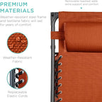 Best Choice Products Folding Zero Gravity Outdoor Recliner Patio Lounge Chair w/Adjustable Canopy Shade, Headrest, Side Accessory Tray, Textilene Mesh - Burnt Orange - Image 6