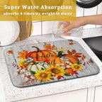 Hello Fall Dish Drying Mat for Kitchen Counter 16x18 Inch Orange Pumpkin - Image 7
