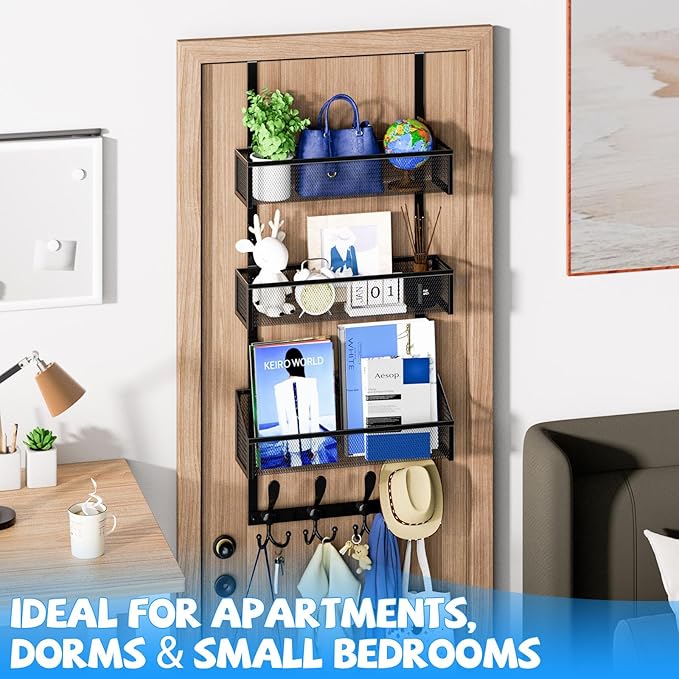 Over The Door Hooks Organizer, Coat Rack Over The Door Storage Hanger Towel Rack - Image 7