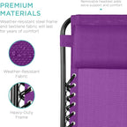 Best Choice Products Set of 2 Adjustable Steel Mesh Zero Gravity Lounge Chair Recliners w/Pillows and Cup Holder Trays - Amethyst Purple - Image 7
