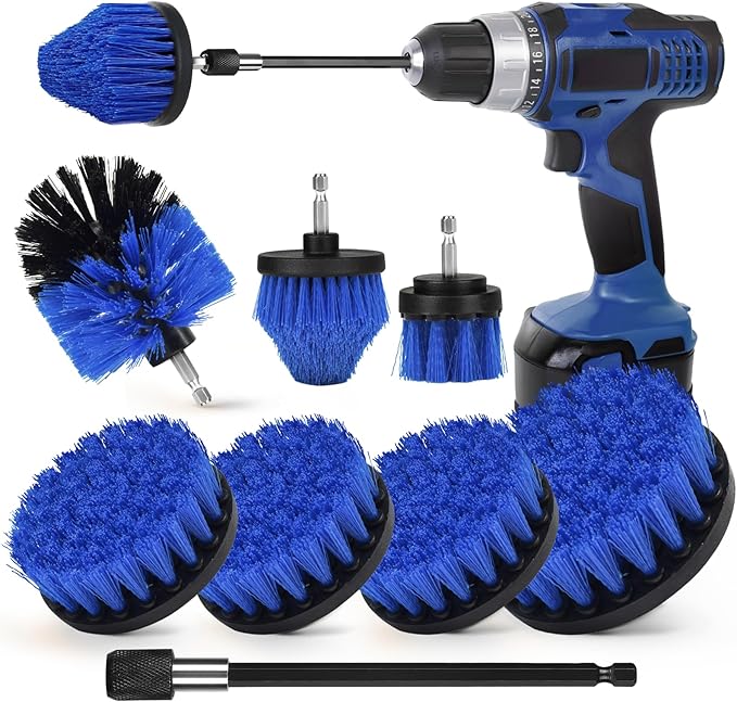 Drill Brush Attachment Set, 7 Pack 1/4in Power Scrubber Brush + Extend Long Rod by Tialero