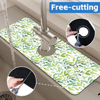 Tropical Eucalyptus Leaves Kitchen Sink Splash Guard Mat Absorbent Fast Drying - Image 7