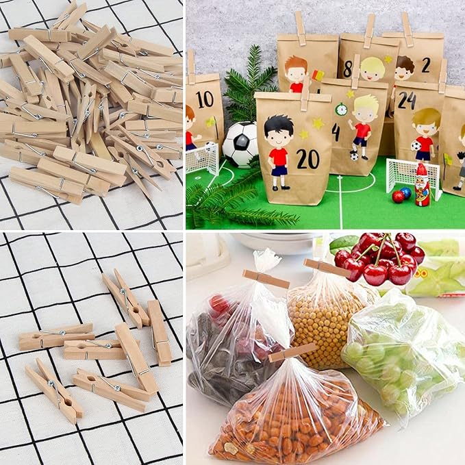KIMOBER 2.36Inch Large Wooden Clothespins, Sturdy Natural Wooden Craft Peg Pins - Image 6