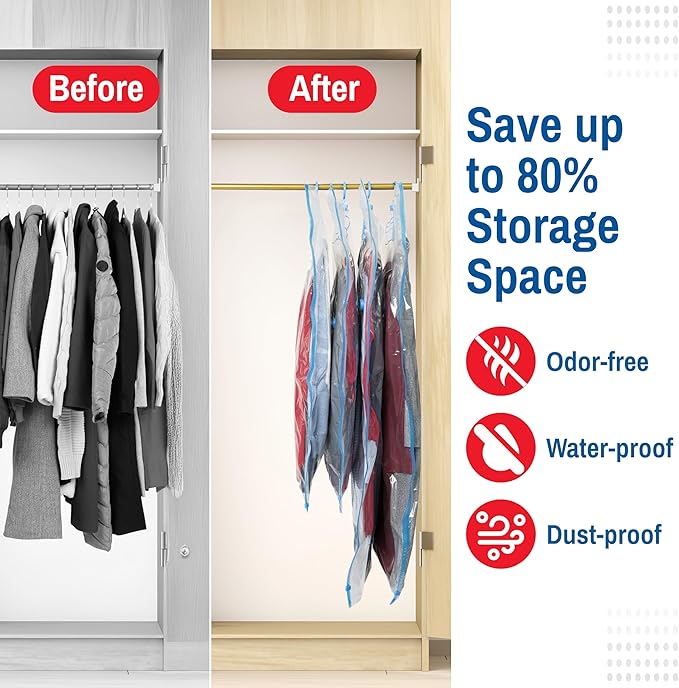4 Pack Hanging Vacuum Storage Bags - Image 2