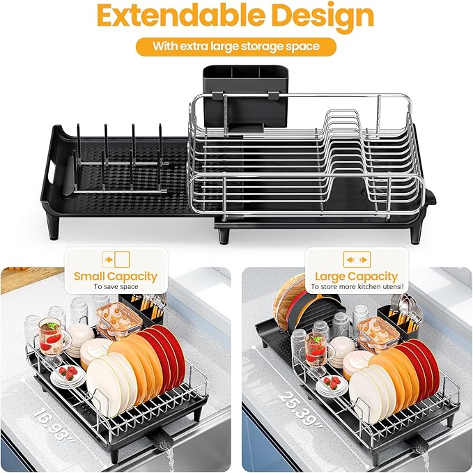 TOOLF Expandable Dish Rack, Dish Drying Rack - Image 3