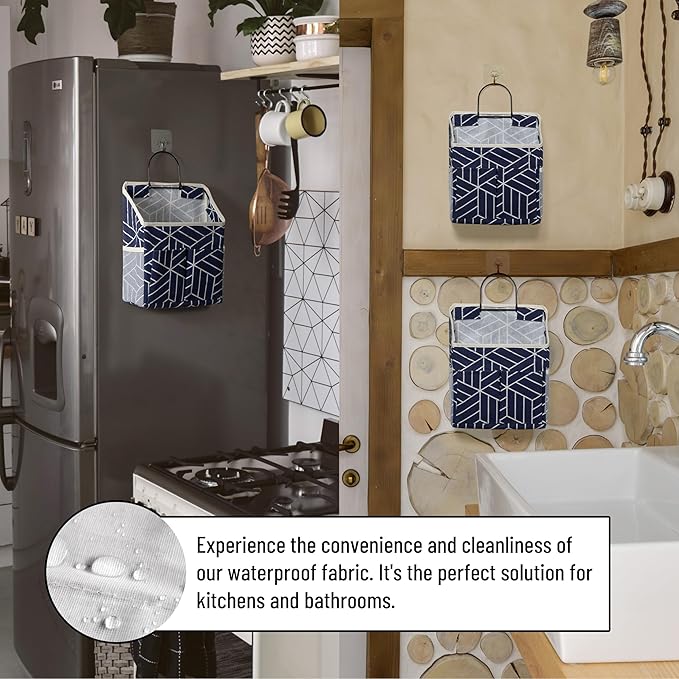 2pcs Wall Hanging Storage Bag, Small Door Closet Linen Fabric Pockets Organizer - Image 5