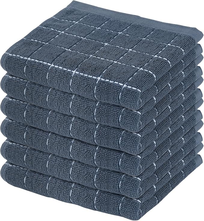Mordimy 100% Cotton Terry Cloth Dish Cloths, Soft and Absorbent Checkered Dish by Mordimy