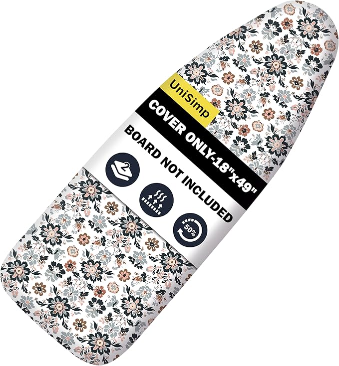Ironing Board Cover and Pad 18"x49" Extra Thick Natural Cotton, Scorch and by UniSimp