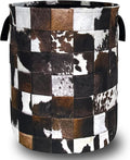 Personalise Cow Print Laundry Basket Oxford Cloth Animal Cowhide Laundry Hamper by Unknown