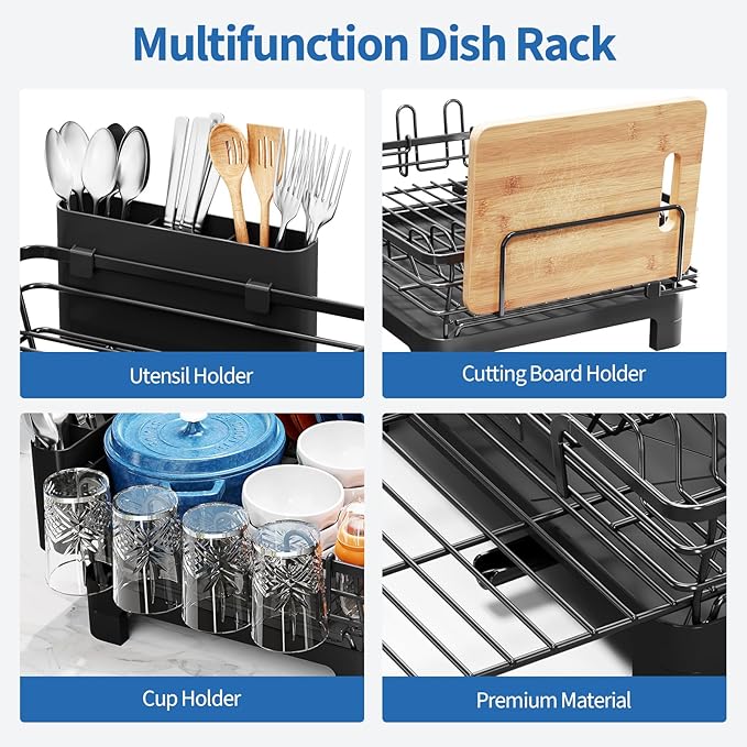 TOOLF Extendable Dish Drying Rack, 2 in 1 Multifunction Dish Rack - Image 7