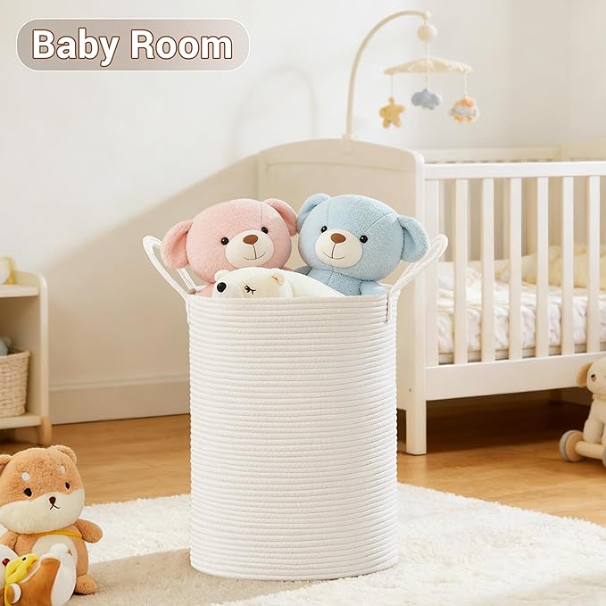 Tall Laundry Basket with Handles, 58L Portable Dirty Clothes Hamper, Boho - Image 4