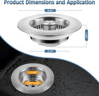 Kitchen Sink Drain Strainer 3 in 1, 304 Stainless Steel Pop Up Sink Stopper - Image 6