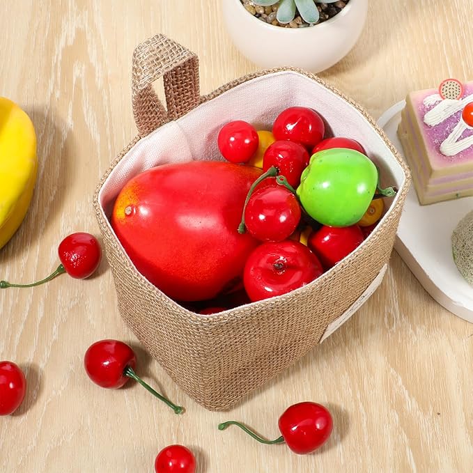 Small Cotton and Linen Hanging Storage Basket Wall Hanging Storage Bags - Image 7