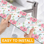 2 Pack Watercolor Floral Sink Faucet Absorbing Mat White Pink Flowers Super - Image 4
