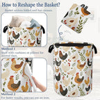 Rooster Hen Chick Laundry Basket, Foldable Waterproof Oxford Cloth Tote Bag - Image 6