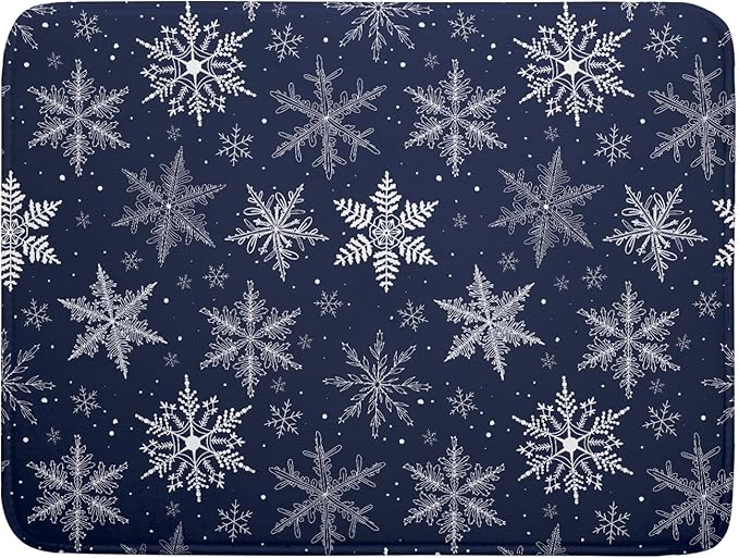 Winter Blue Snowflake Dish Drying Mat by Unknown