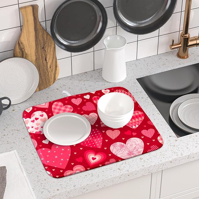 Valentine Day Love Heart Dish Drying Pad 16 x 18 Inch - Image 6