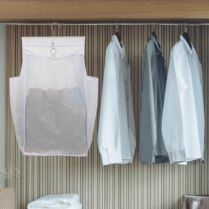 2 Pcs Hanging Collapsible Breathable Mesh Laundry Hamper, Hanging Laundry Bag - Image 6
