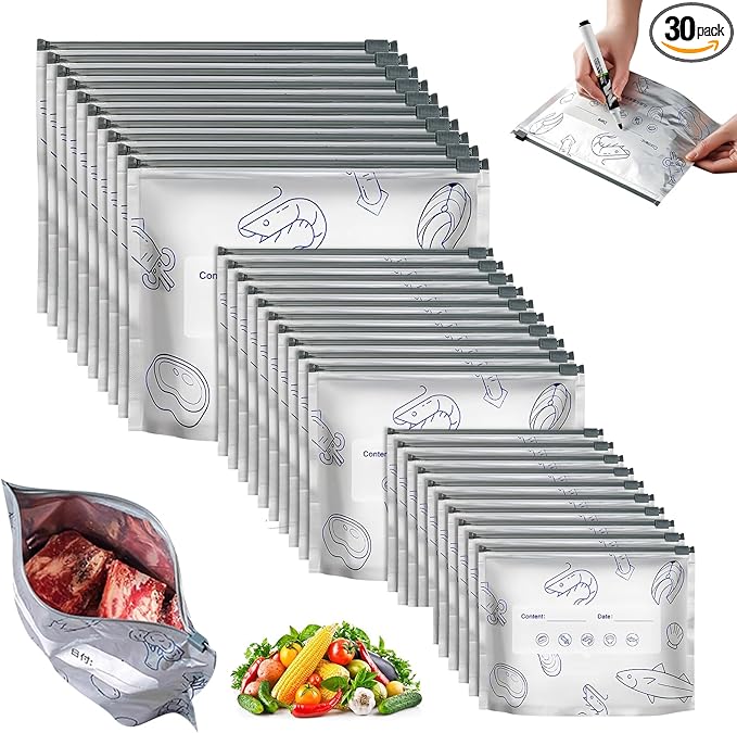 Reusable Aluminum Foil Food Storage Bags, Resealable Ziplock Stand-Up Bags by Unknown