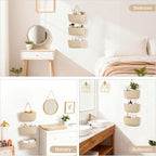 Dahey Over The Door Hanging Basket 3-Tier Woven Boho Wall Mounted Storage - Image 7